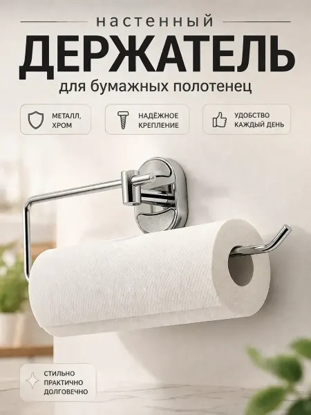 Амиоре держатель для бумажных полотенец настенный на саморезах