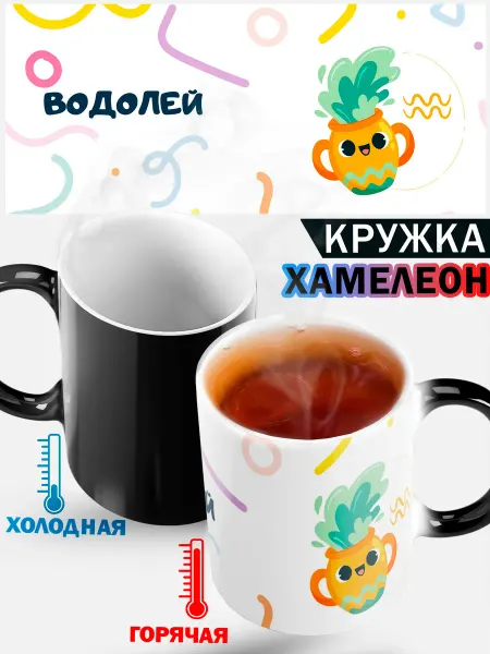 Кружка хамелеон "Детский знак зодиака Водолей"