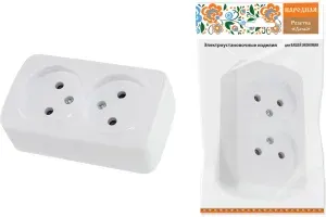 Розетка двойная 2П открытой установки IP20 10А, белая "Дача" TDM SQ1824-0009 (1 шт)