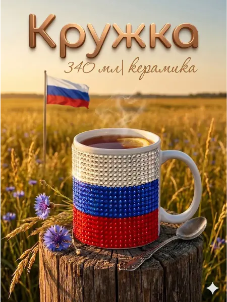 Доляна Кружка для чая и кофе керамическая подарочная 340 мл