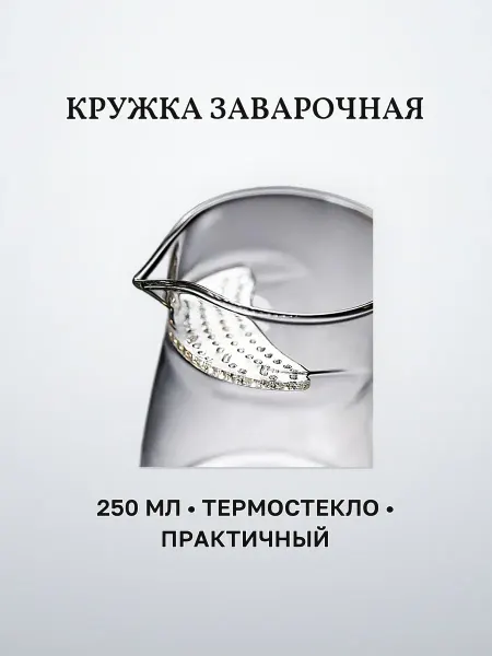 Кружка заварочная с ситом 250 мл термостекло