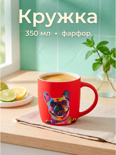 Кружка для чая и кофе фарфоровая «Собачка» 350 мл подарочная