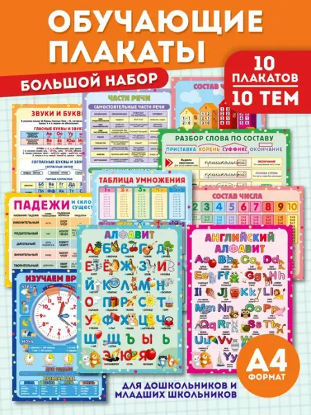 Марусяпуся Алфавит плакат таблица умножения для начальной школы 1 класс