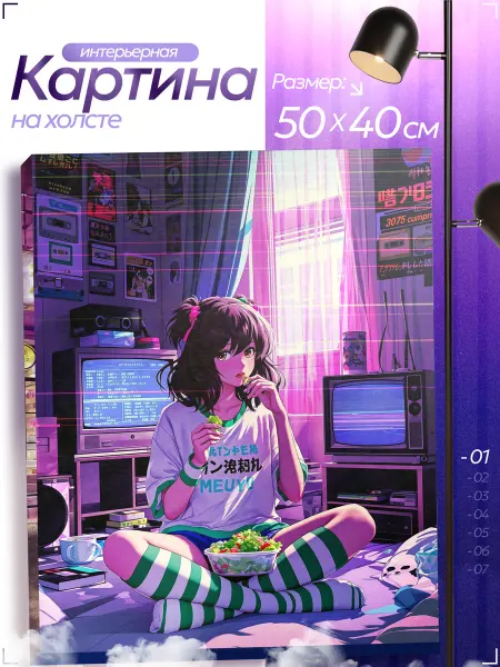 100картин Картина на стену для интерьера Эстетика аниме