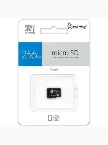 Карта памяти скоростная MicroSDXC 256 Gb SmartBuy Class 10 UHS-I (SB256GBSDCL10-00), без адаптера