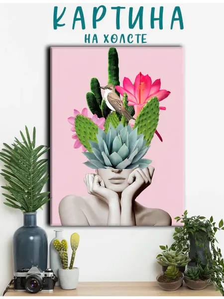PRO Картины Картина на холсте абстракция девушка с цветами (3) 20х30 см