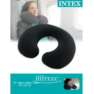Подушка надувная дорожная, на шею 36*30*10см велюровая (68675, Intex)