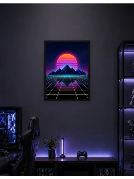 Postersbase Интерьерный постер Ретро Закат Горы Сетка Пейзаж 30x40