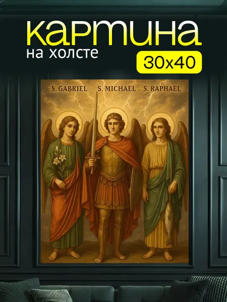 Art4You Картина на холсте для дома Святые ангелы 30х40 см
