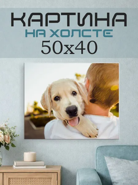 ПринтСтори Картина на стену 50x40 Человек и собака