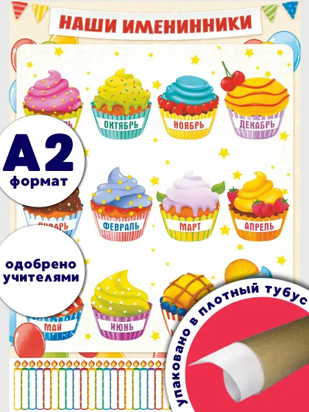Снаб 78 Плакат Дни рождения по временам года настенный в школу и сад