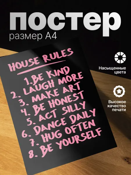 Zekeks Плакат на стену стильный A4 без рамки House Rules