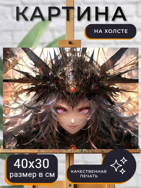 World of Art Картина на стену фентези Девушка корона шлем аниме