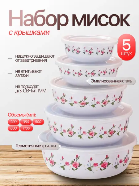 Trend Brend Набор эмалированных мисок, 5 шт