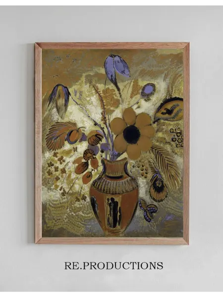 Re.productions Постер Etruscan Vase with Flowers - Odilon Redon