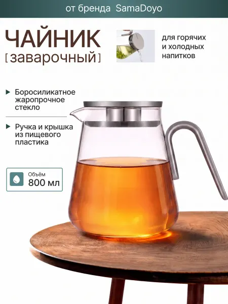 SamaDoyo Чайник заварочный из боросиликатного стекла LV02A 800 мл