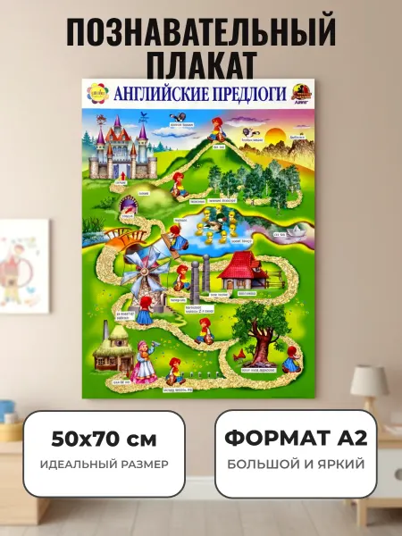 ЛИНГ Развивающий плакат А2. Английские предлоги