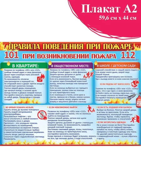 ТМ праздник Плакат на стену Пожарная безопасность в школу, А2