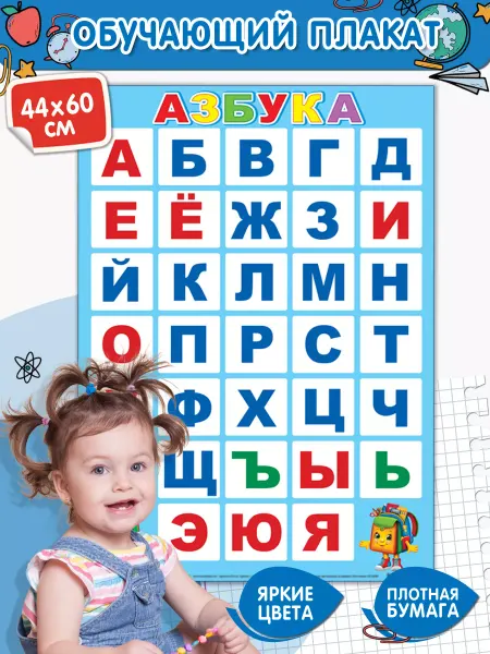 Мир открыток Обучающий плакат для детей Азбука