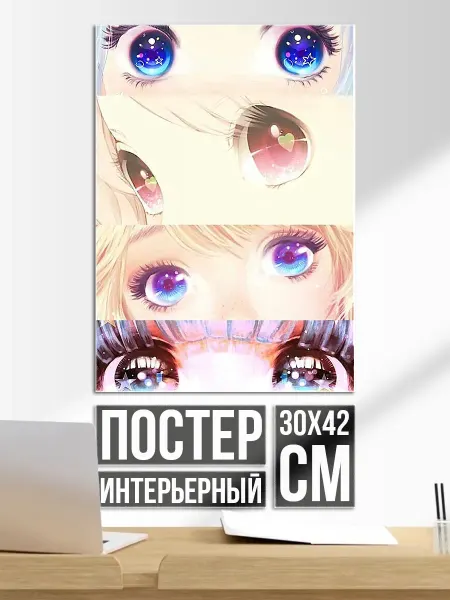 Плакат постер Коллаж из аниме глаз