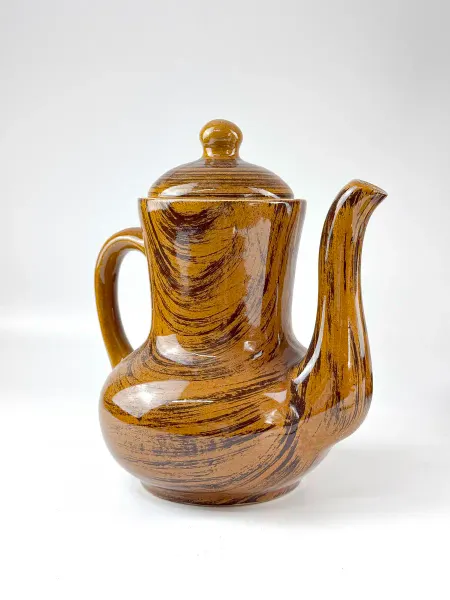 Кофейник СССР, винтажный заварочный чайник. Глазурь, полосы