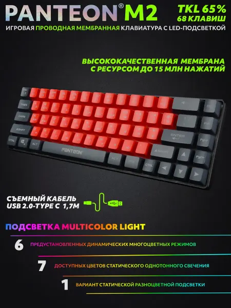 JETACCESS Мембранная TKL (65%) Клавиатура PANTEON M2 (10)