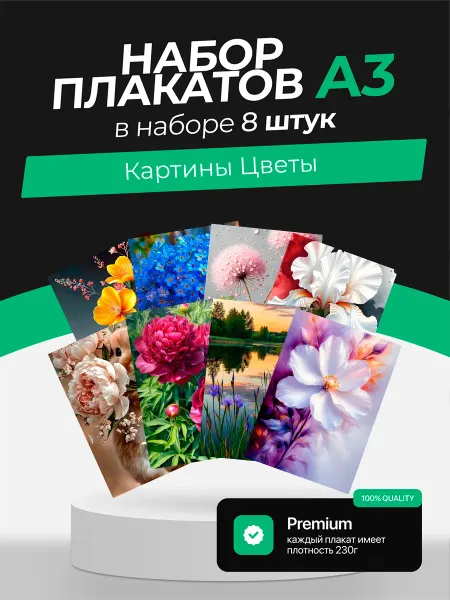 KONNESSI Постеры с Картинами с цветами. 8 штук