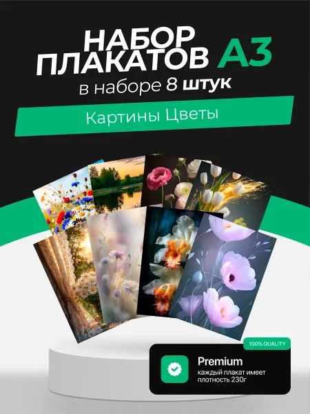 KONNESSI Постеры с Картинами с цветами. 8 штук