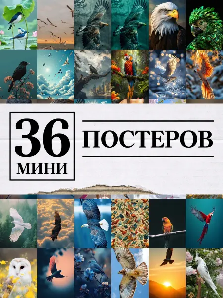 1-й Стикер Минипостеры 36 шт mobile wallpaper птицы