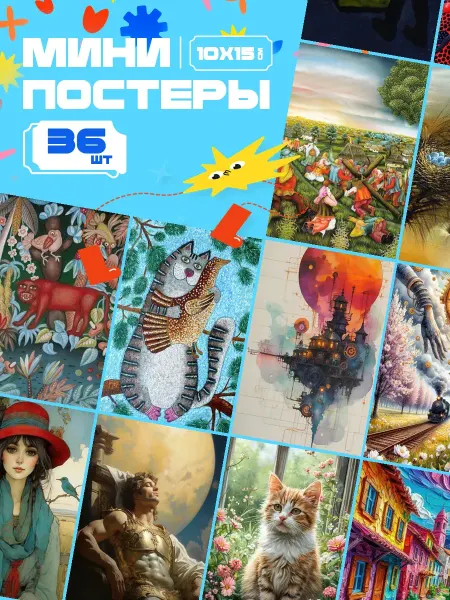 AIMEM Мини-постеры Нестандартное Искусство. 36 шт (14,5х10см)