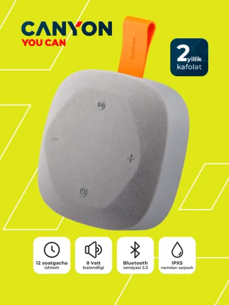 Портативная беспроводная колонка Canyon Hexagon 10, Bluetooth с TWS и IPX5