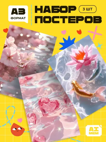 AIMEM Постеры Water Aesthetic. 3шт. А3 (29,7х42см)