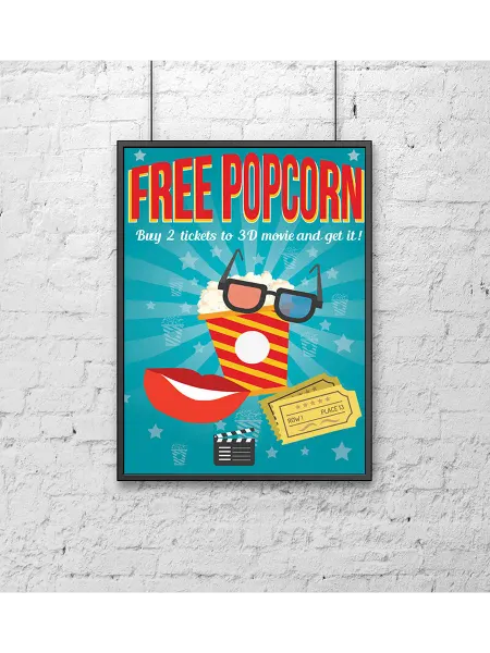 Poster Mall Постер на стену Кино ретро попкорн 30х40