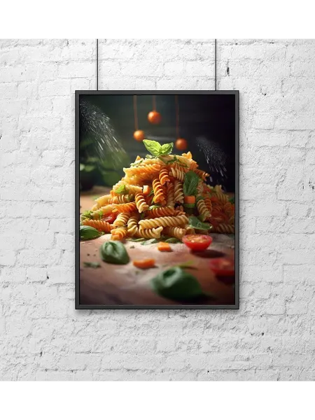 Poster Mall Постер на стену на кухню . Фото паста с сыром и овощам 30х40