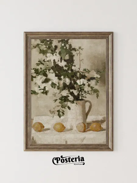 Posteria Постер интерьерный на кухню Цветы и лимоны, 30х40 см