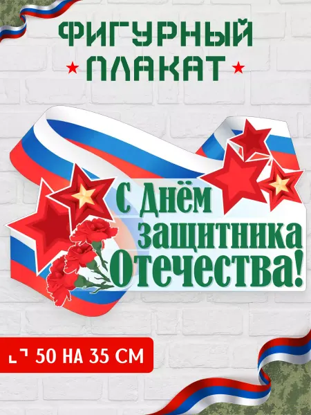 Краски шоу Декоратитвный плакат с Днем Защитника Отечества! 50*35см