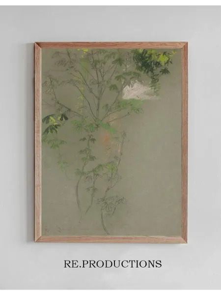 Re.productions Постер Sketch of leafing treebranches - Edwin Austin Abbey