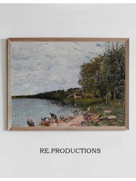 Re.productions Постер Lavandières près de Champagne - Alfred Sisley