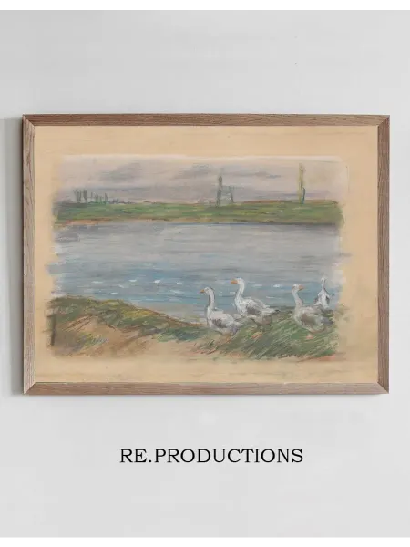 Re.productions Постер Four Geese By a Pond - Alfred Sisley