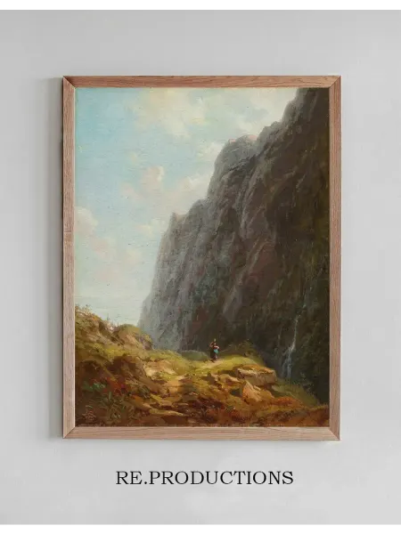 Re.productions Постер Mountain And Milkmaid Along A - Carl Spitzweg