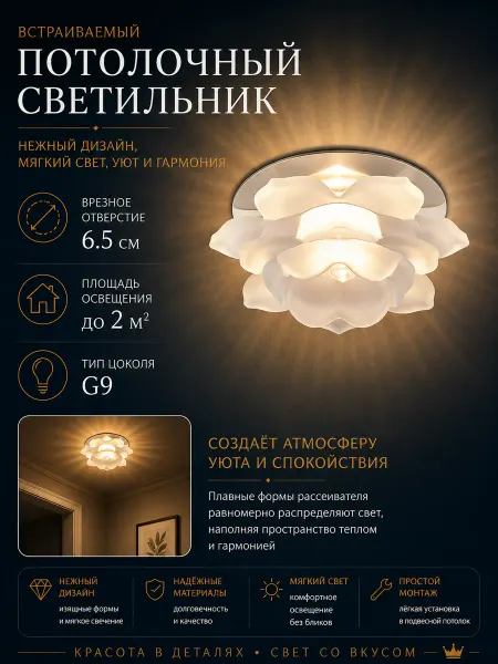 AMBRELLA LIGHT Светильник встраиваемый потолочный для натяжного круглый