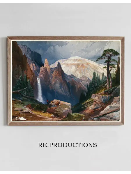 Re.productions Постер Tower Falls and Sulphur Mountain - Thomas Moran
