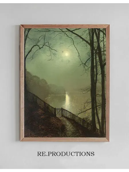 Re.productions Постер Moonlight on the lake - John Atkinson Grimshaw