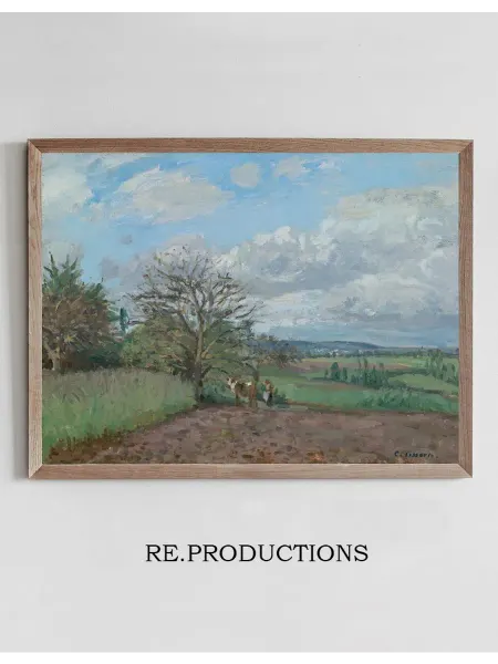 Re.productions Постер Paysage avec une vachère - Camille Pissarro
