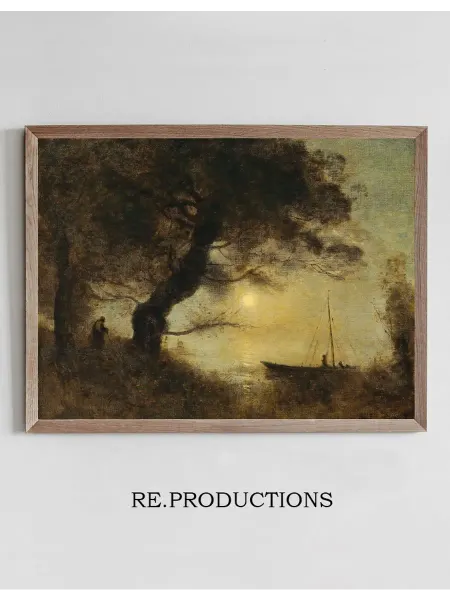 Re.productions Постер Le Bateau Au Claire - Jean-Baptiste-Camille Corot