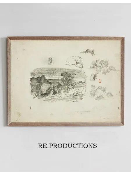 Re.productions Постер Sketches, Rocky Setting - Charles François Daubigny