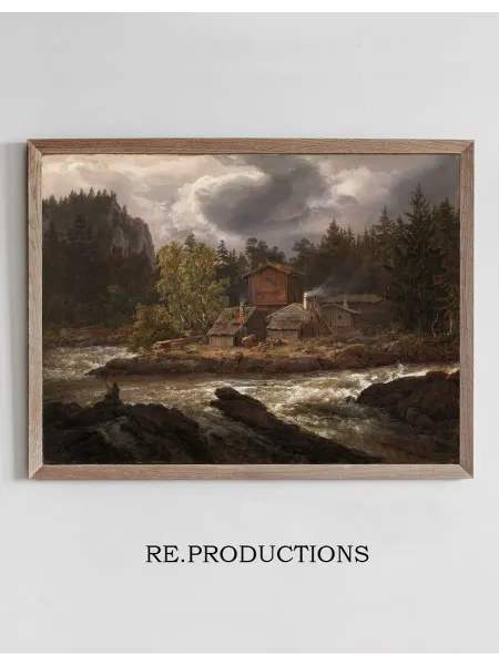 Re.productions Постер View of Hønefossen - Johan Christian Dahl