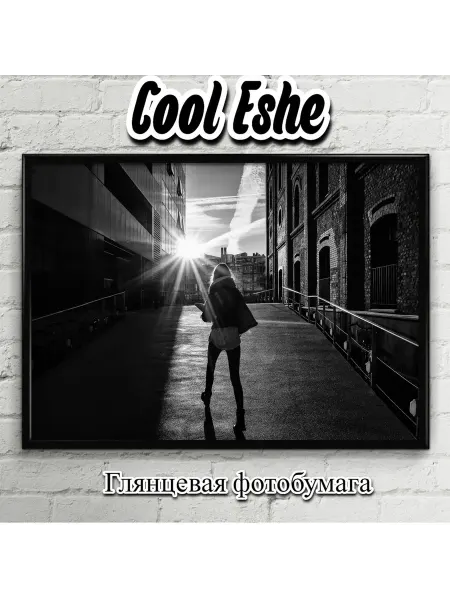 Cool Eshe Постер "Черно-белое фото, девушка на улице и солнце" А4