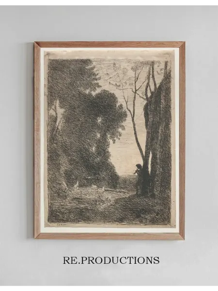 Re.productions Постер The Little Shepherd - Jean-Baptiste-Camille Corot