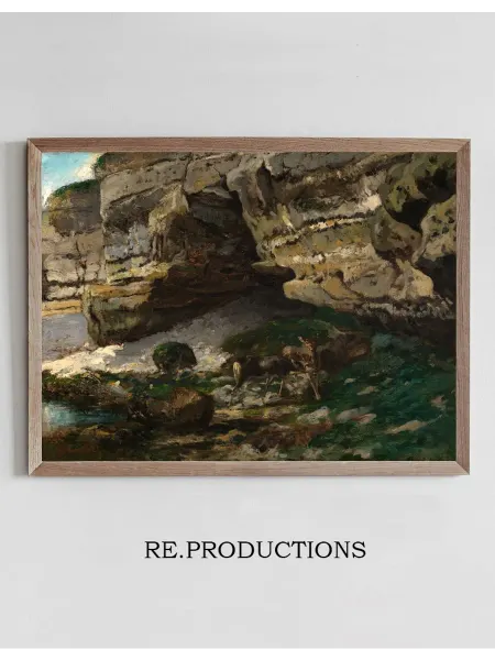 Re.productions Постер Felsige Landschaft mit Rehen - Gustave Courbet